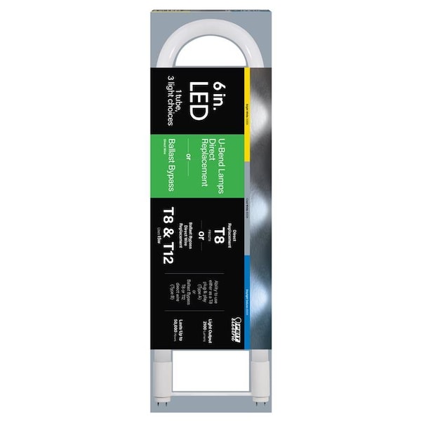 Feit Electric Feit T8 Color Selectable 6 in. G13 U Bend LED Linear Lamp 32 Watt Equivalence 1 pk T848/3CCT/U6LED - main